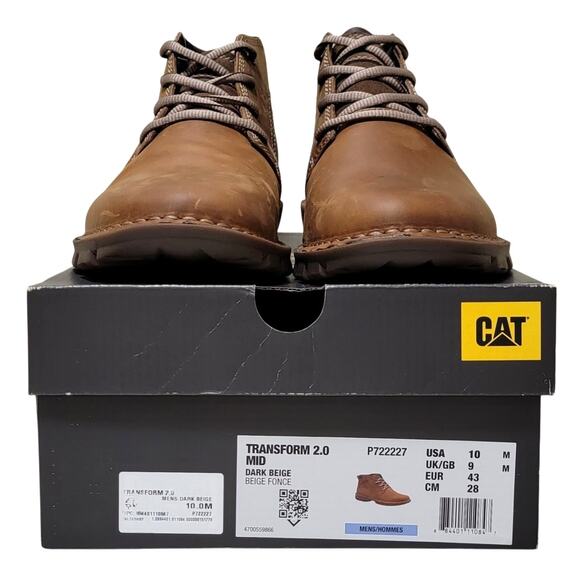 CAT Men Transform 2.0 Mid Chukka Boots Size US 10M Dark Beige Brown Leather - Picture 5 of 5